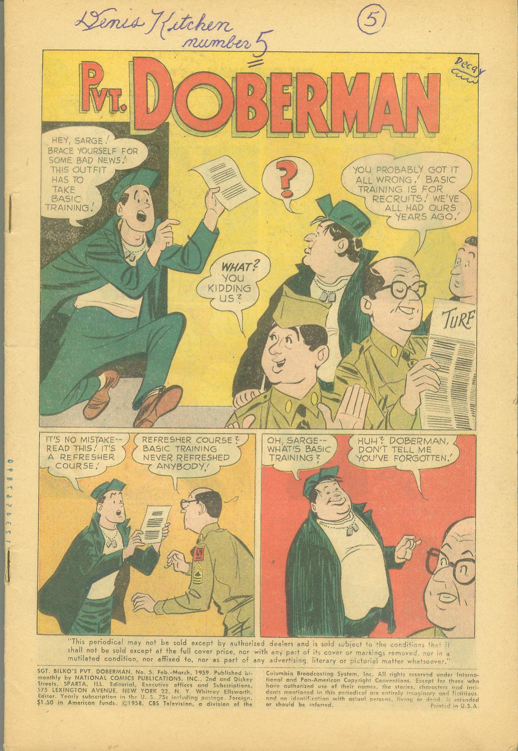 Read online Sgt. Bilko's Pvt. Doberman comic -  Issue #5 - 1