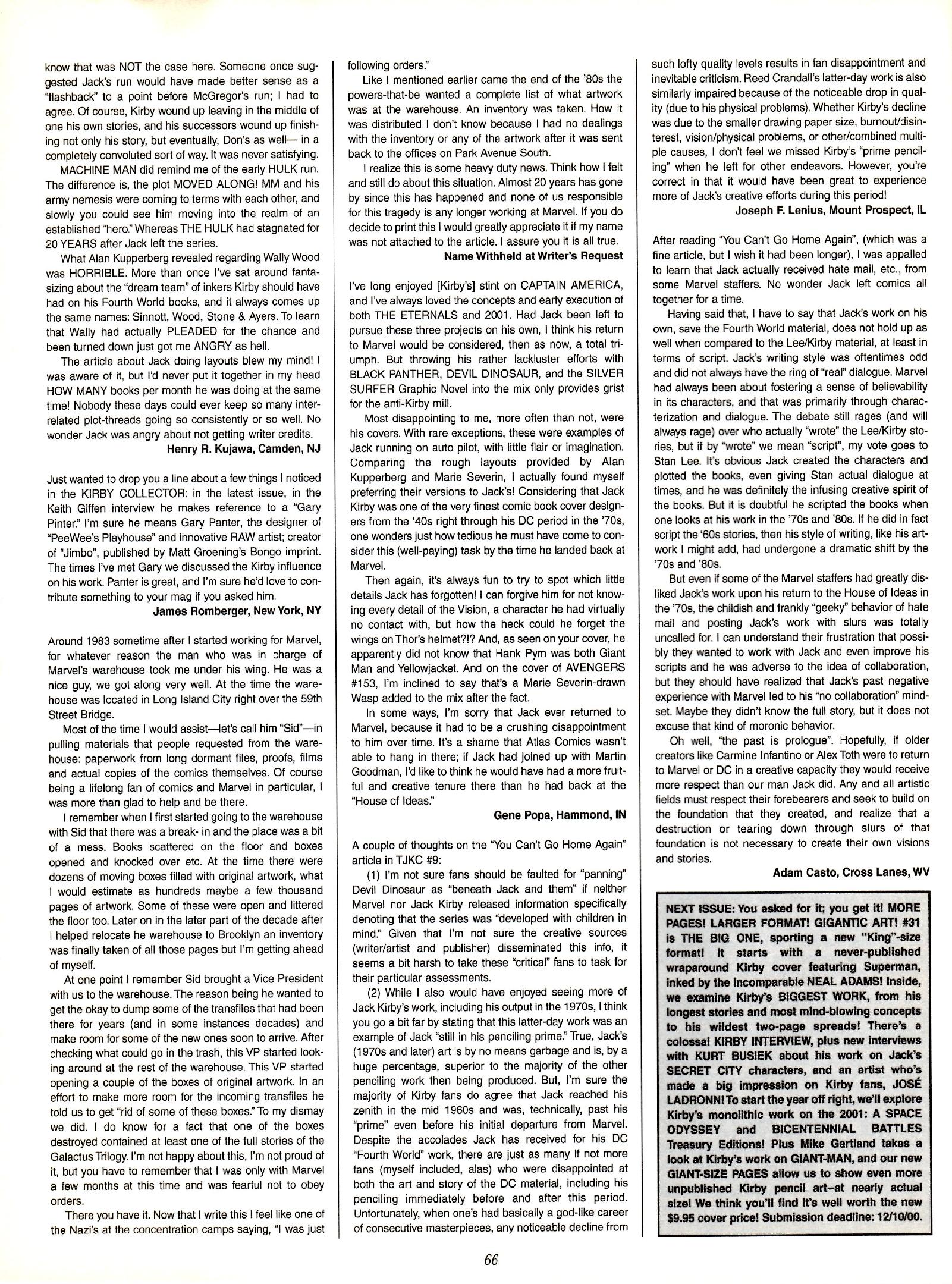 Read online The Jack Kirby Collector comic -  Issue #30 - 64