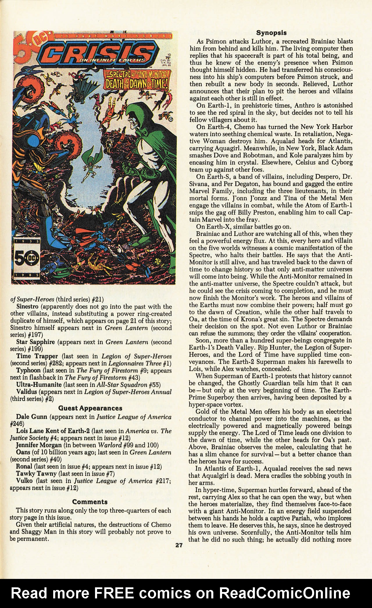 Read online The Official Crisis on Infinite Earths Index comic -  Issue # Full - 29