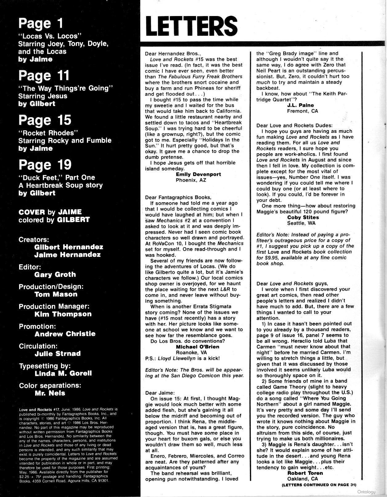 Read online Love and Rockets (1982) comic -  Issue #17 - 2