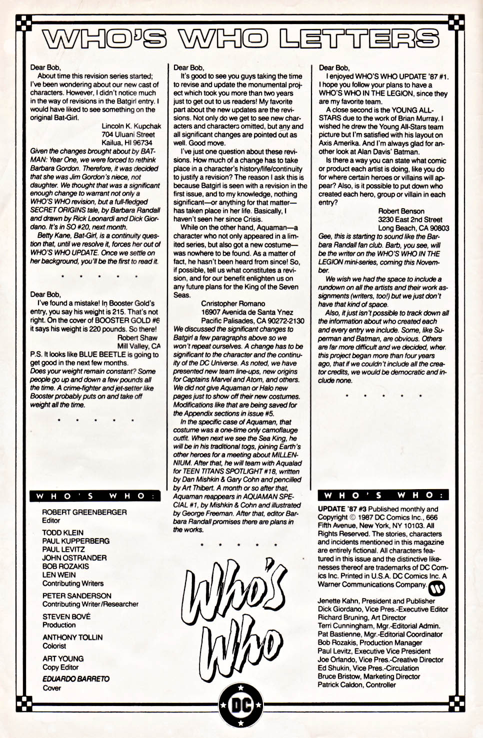 Read online Who's Who: Update '87 comic -  Issue #3 - 2
