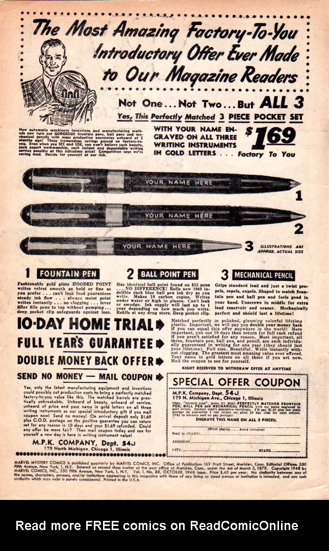 Read online Marvel Mystery Comics comic -  Issue #88 - 2