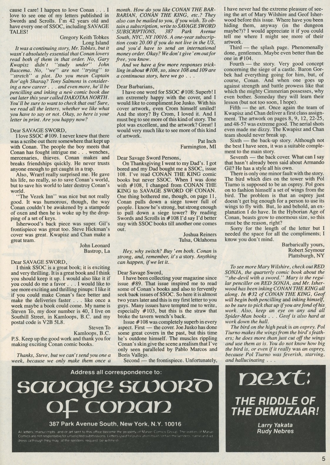 Read online The Savage Sword Of Conan comic -  Issue #113 - 5