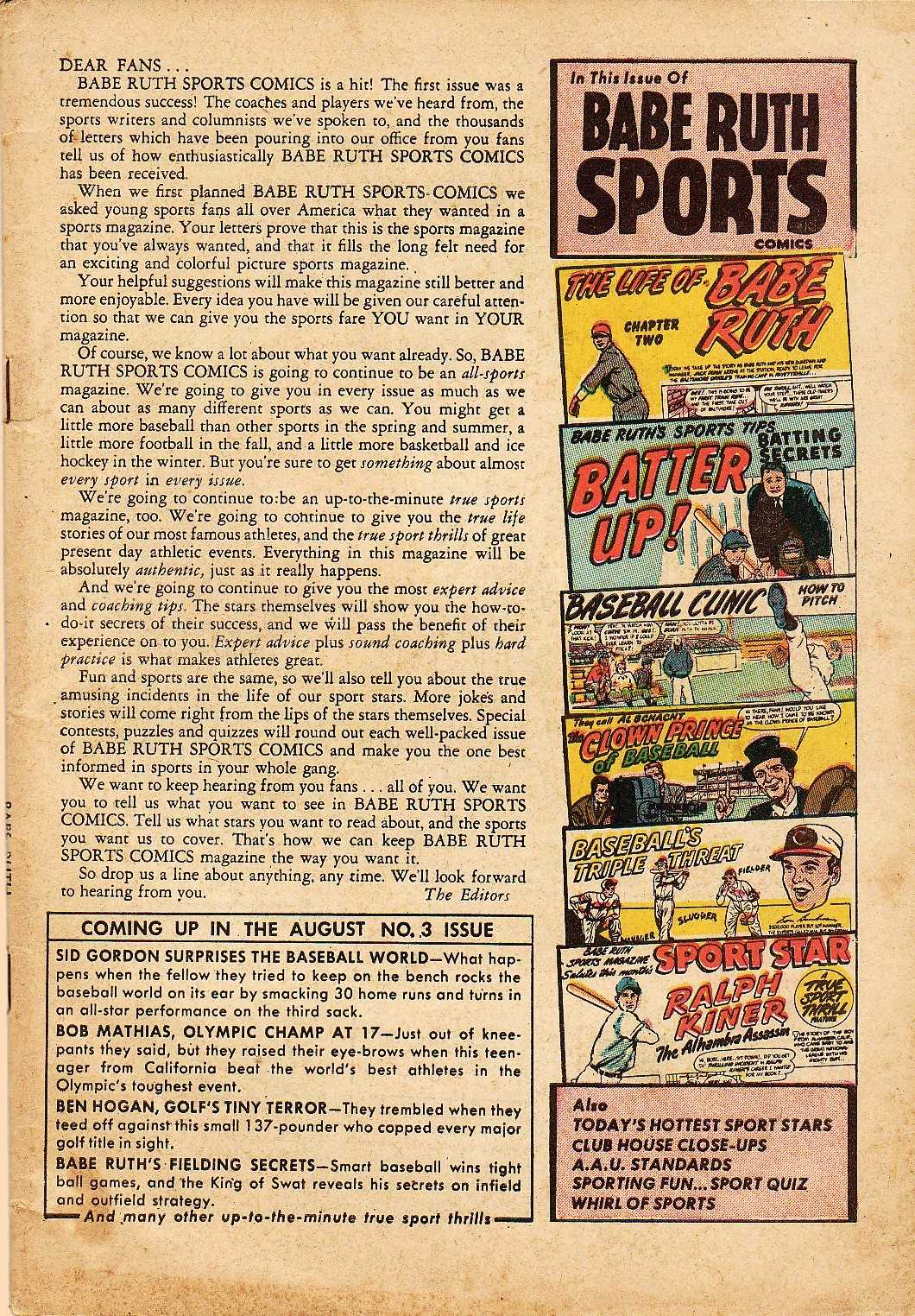 Read online Babe Ruth Sports Comics comic -  Issue #2 - 2