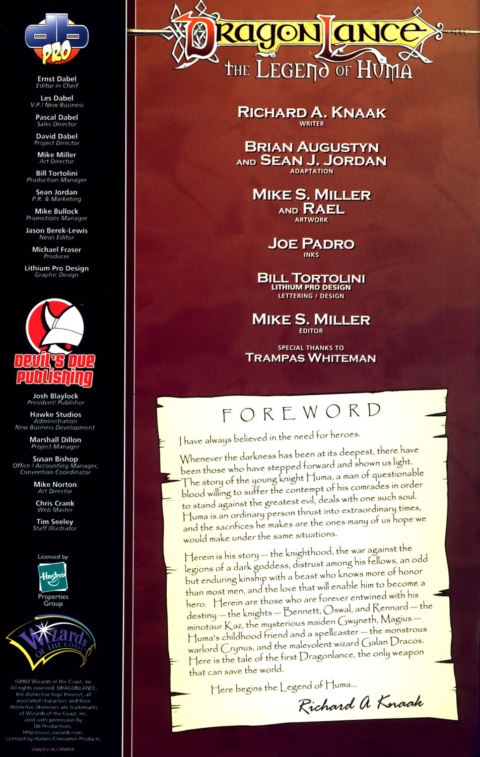 Read online Dragonlance: The Legend of Huma comic -  Issue #1 - 2
