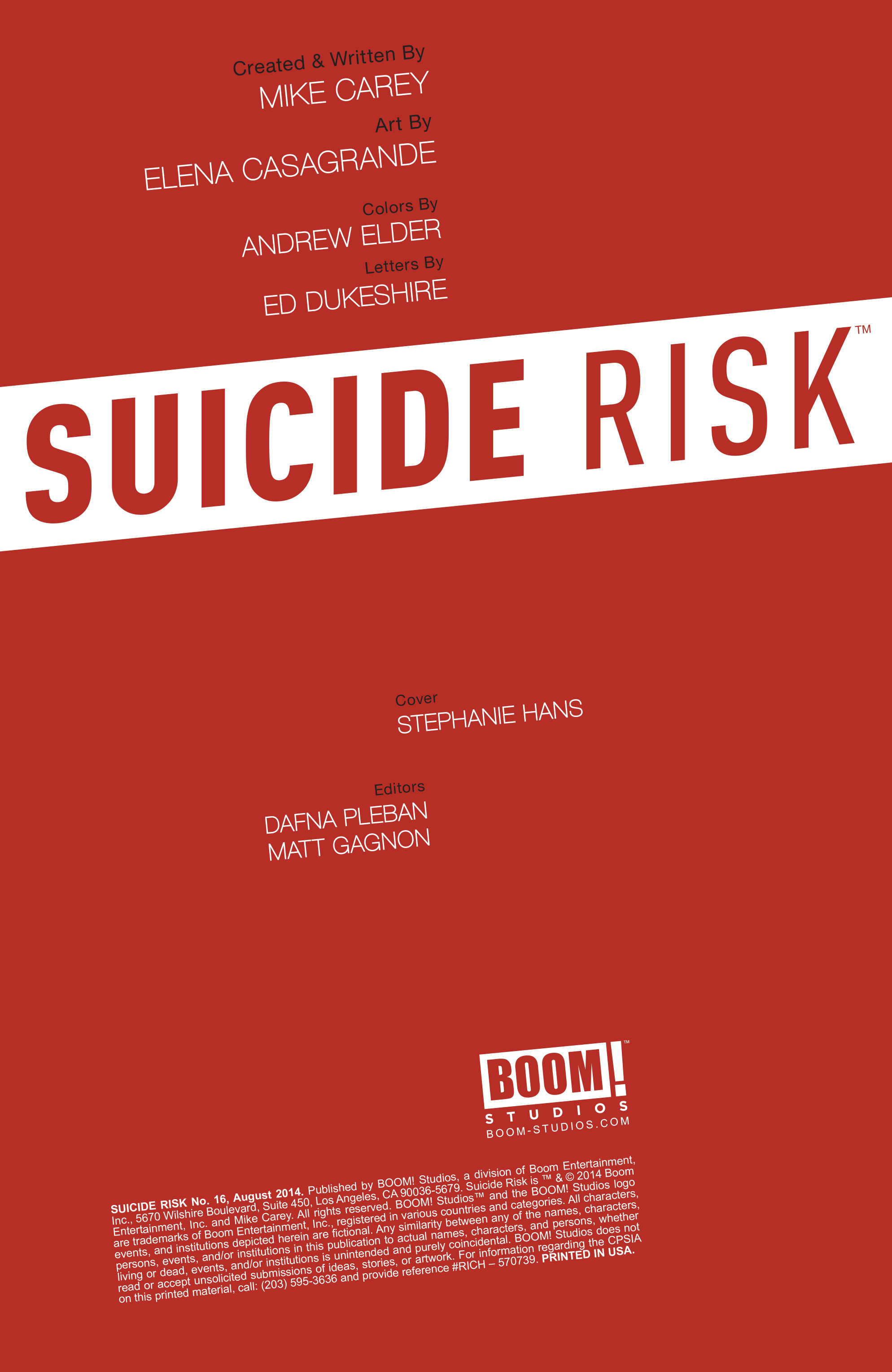 Read online Suicide Risk comic -  Issue #16 - 2