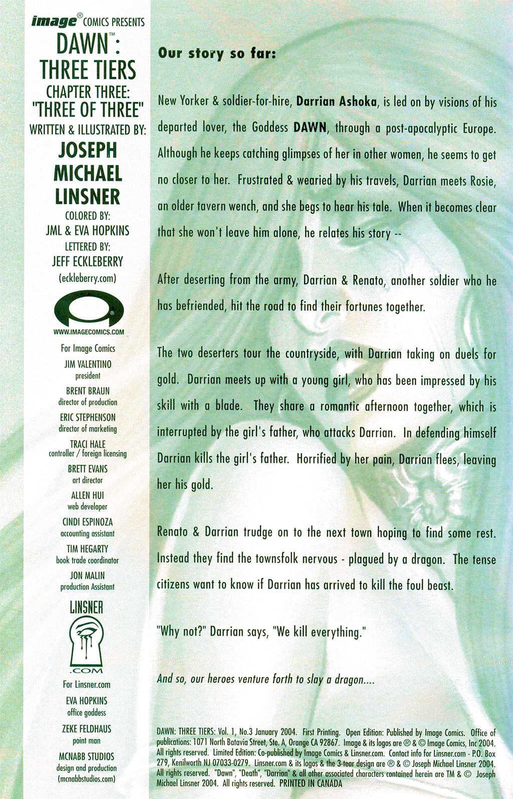 Read online Dawn: Three Tiers comic -  Issue #3 - 1