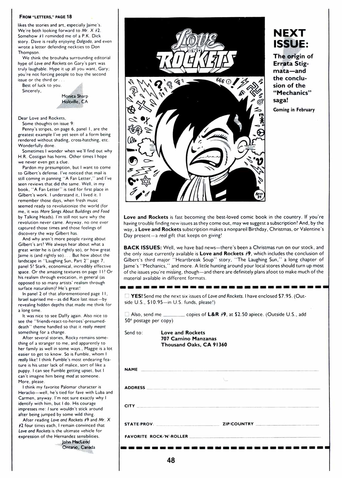 Read online Love and Rockets (1982) comic -  Issue #10 - 50