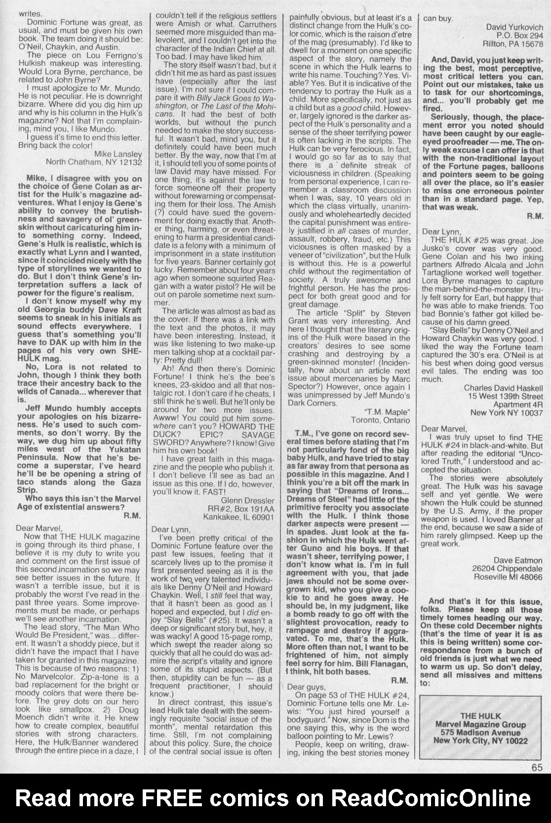 Read online Hulk (1978) comic -  Issue #26 - 65
