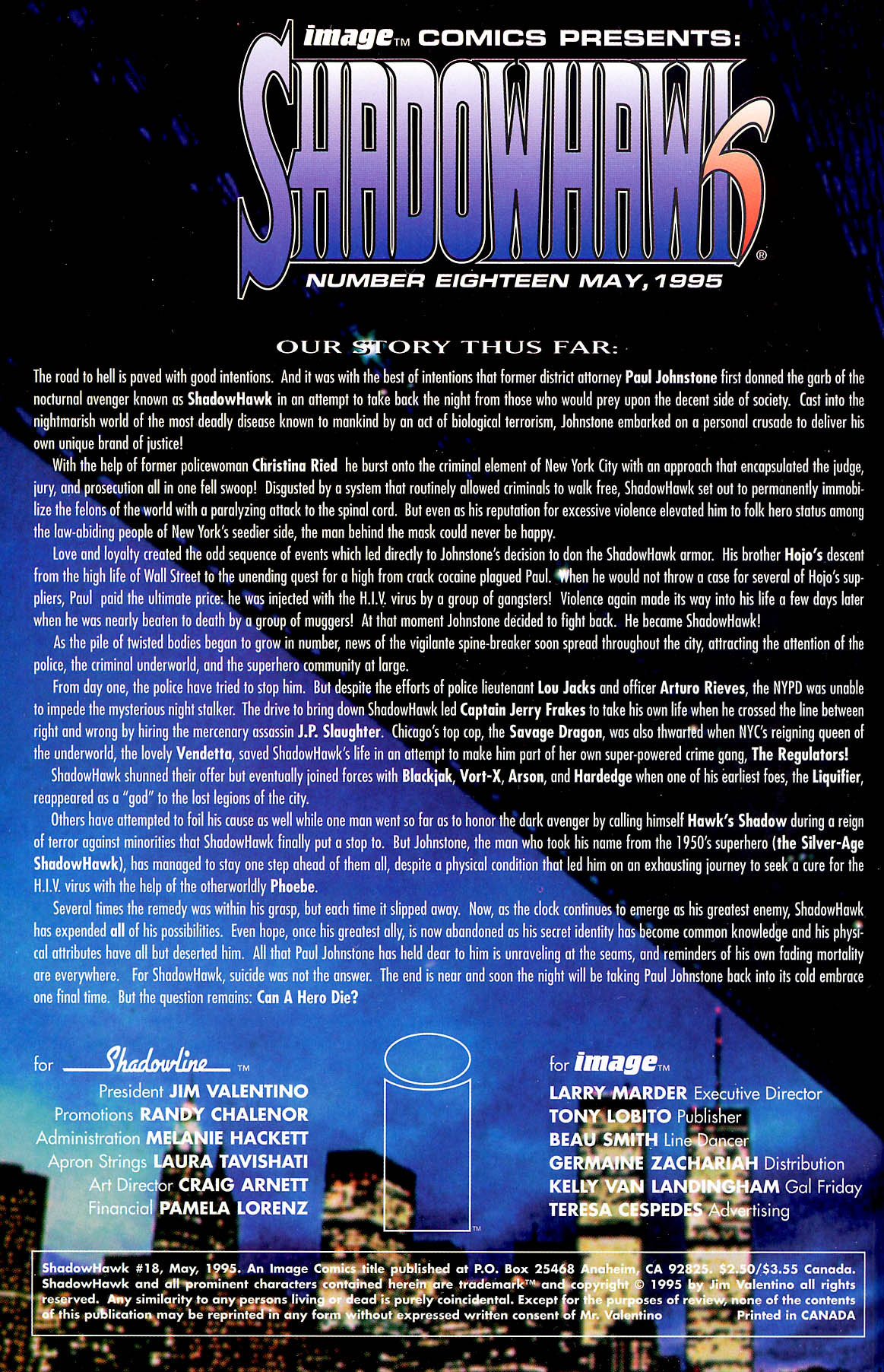 Read online ShadowHawk comic -  Issue #18 - 2