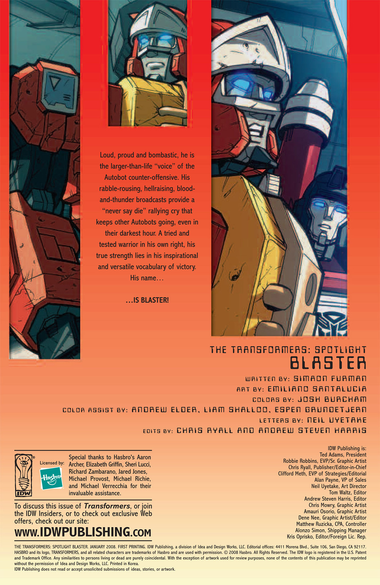 Read online Transformers Spotlight: Blaster comic -  Issue # Full - 3