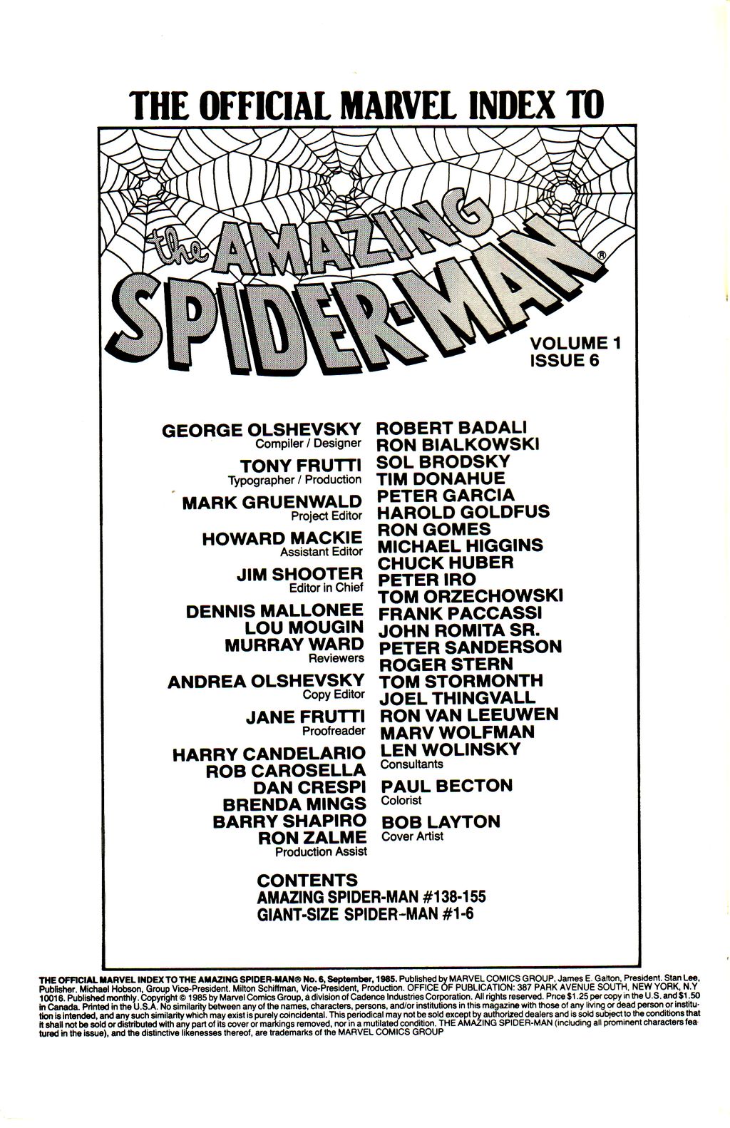 Read online The Official Marvel Index to The Amazing Spider-Man comic -  Issue #6 - 2