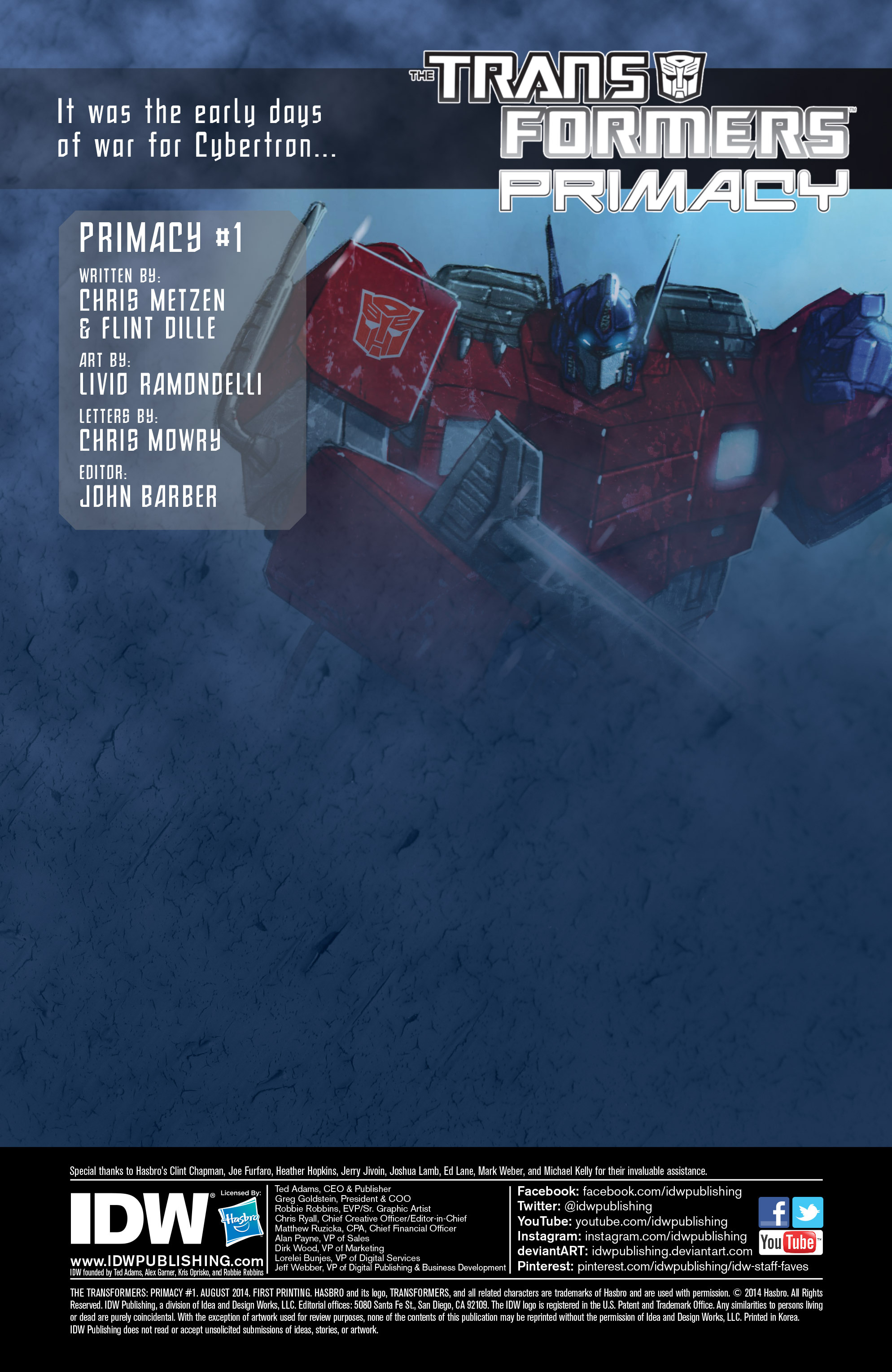 Read online The Transformers: Primacy comic -  Issue #1 - 2