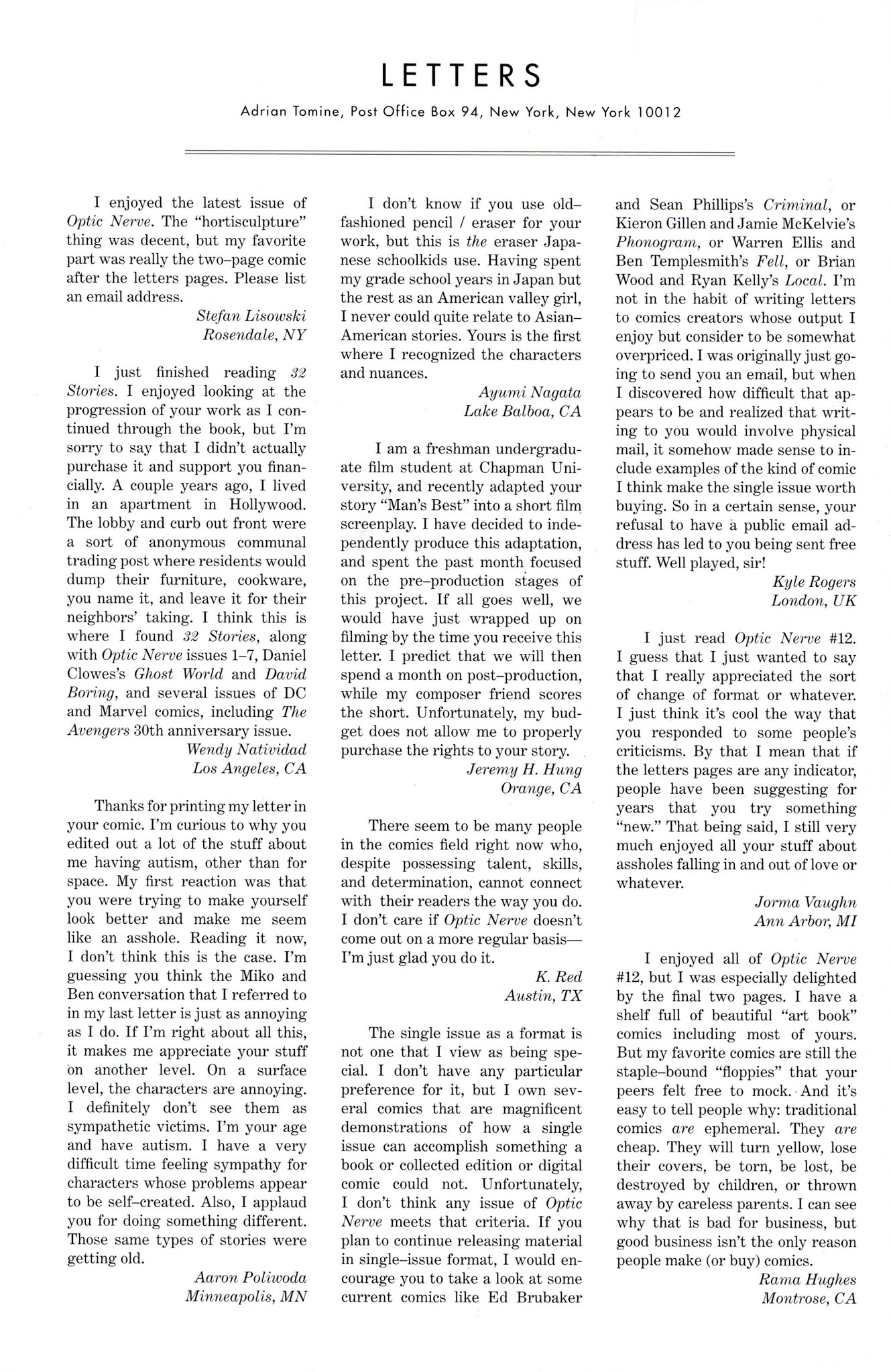 Read online Optic Nerve comic -  Issue #13 - 41