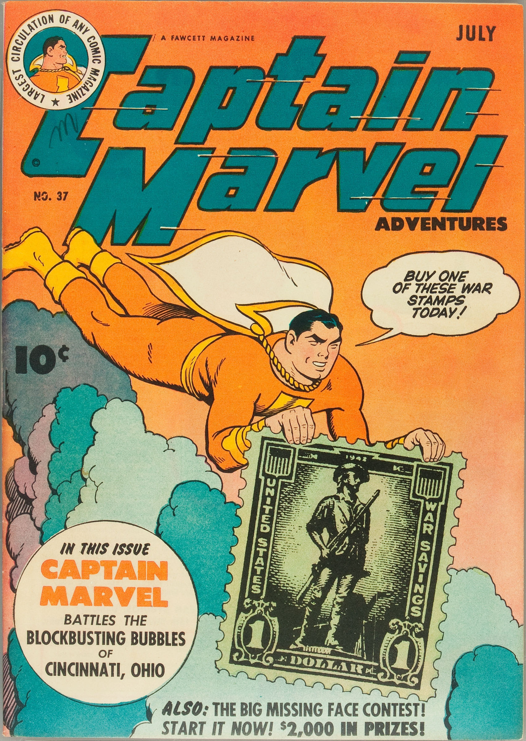 Adventures magazine. The Adventures of Captain Comic. Captain Marvel Fawcett last Comics Cover. Blockbusting.