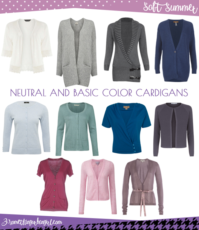 Wardrobe Essential: Neutral and basic color cardigans for Soft Summer women by 30somethingurbangirl.com