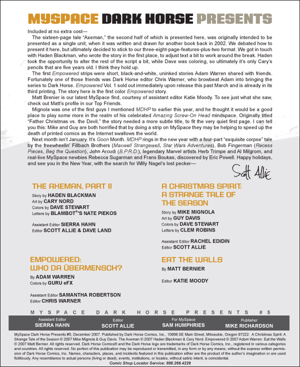 Read online MySpace Dark Horse Presents comic -  Issue #5 - 1