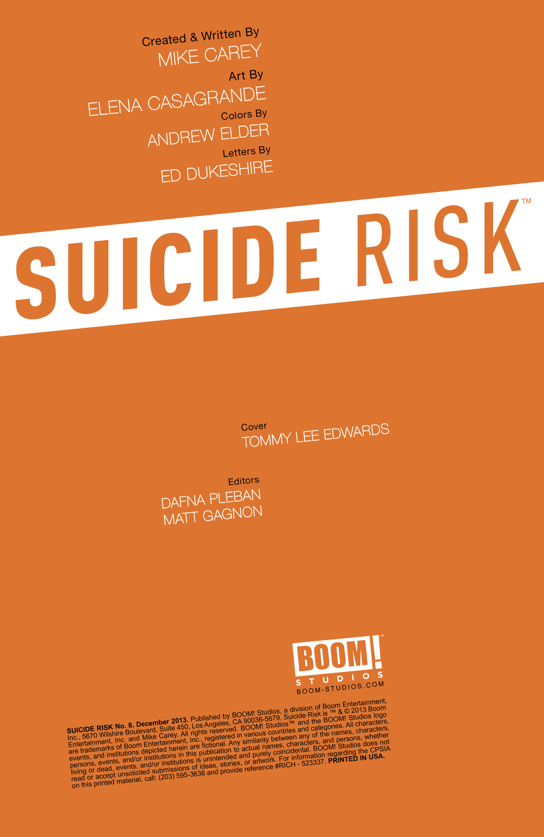 Read online Suicide Risk comic -  Issue #8 - 2