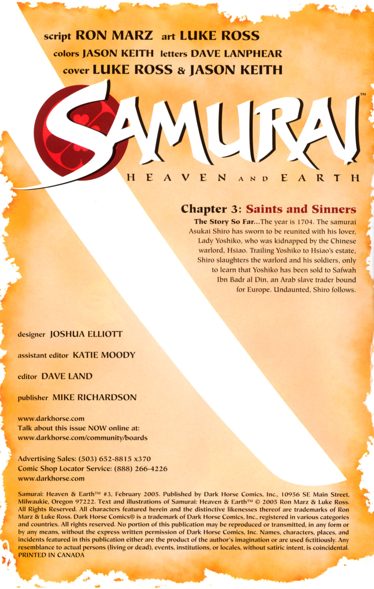 Read online Samurai: Heaven and Earth comic -  Issue #3 - 2