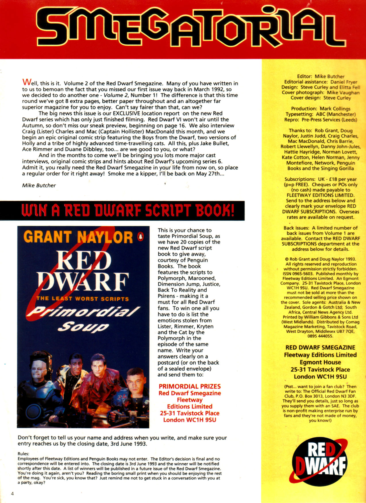 Read online Red Dwarf Smegazine (1993) comic -  Issue #1 - 4