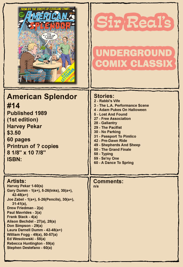 Read online American Splendor (1976) comic -  Issue #14 - 1