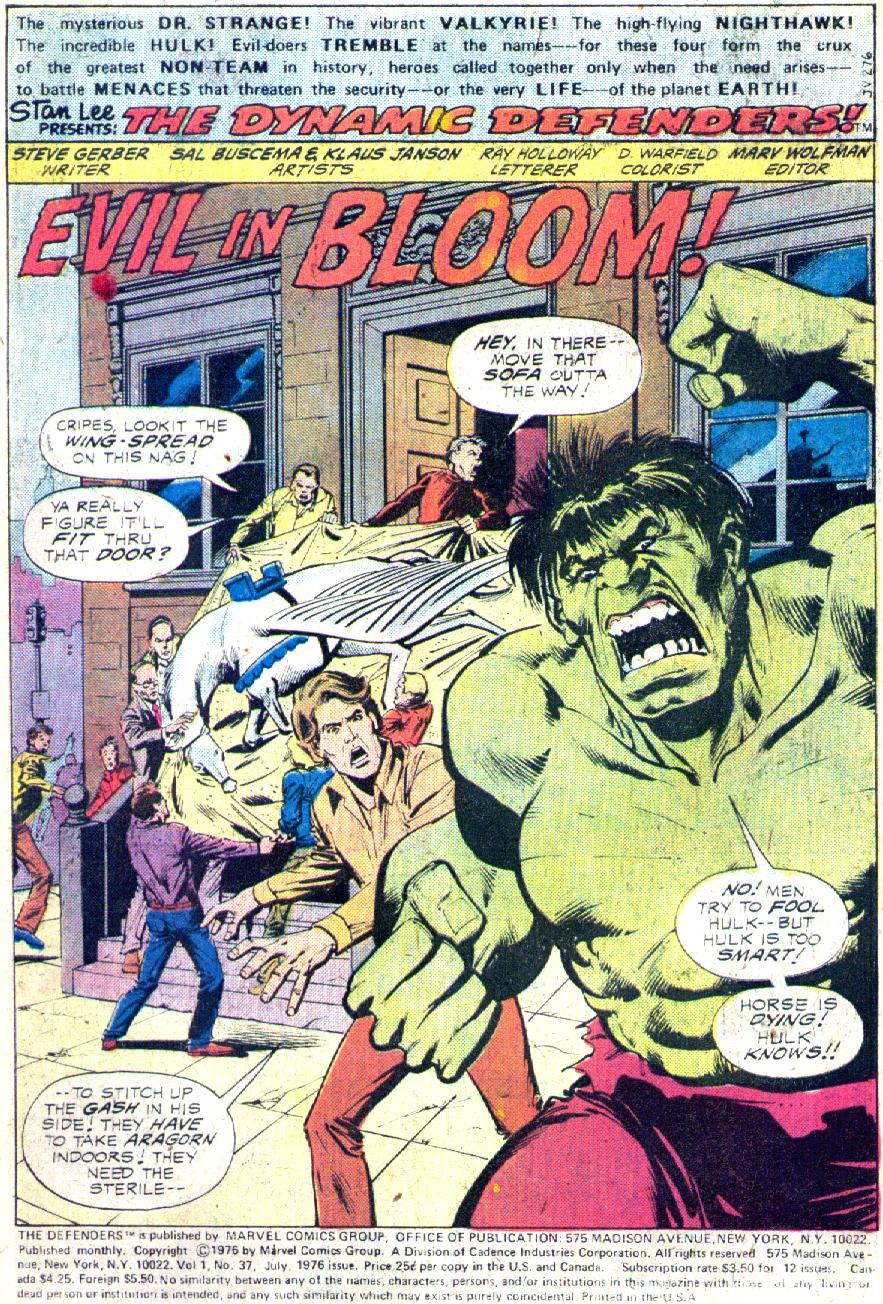 Read online The Defenders (1972) comic -  Issue #37 - 2