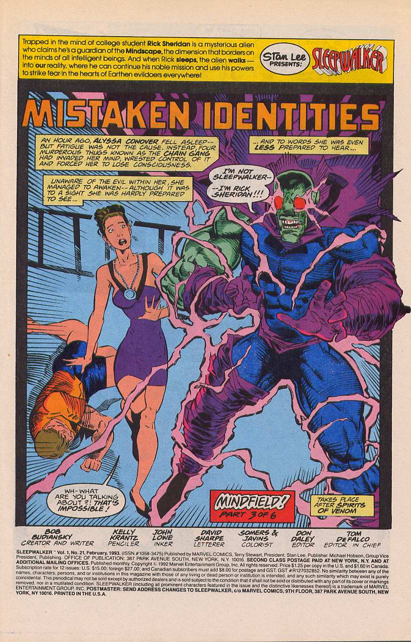 Read online Sleepwalker comic -  Issue #21 - 2