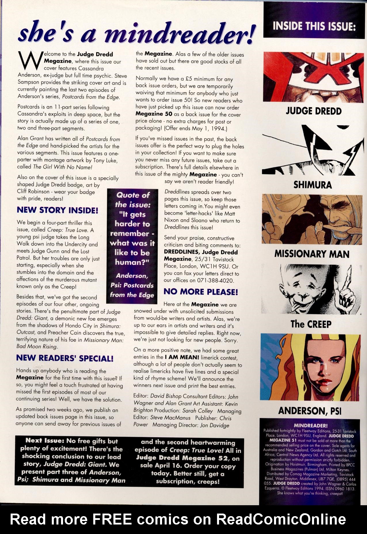 Read online Judge Dredd: The Megazine (vol. 2) comic -  Issue #51 - 2