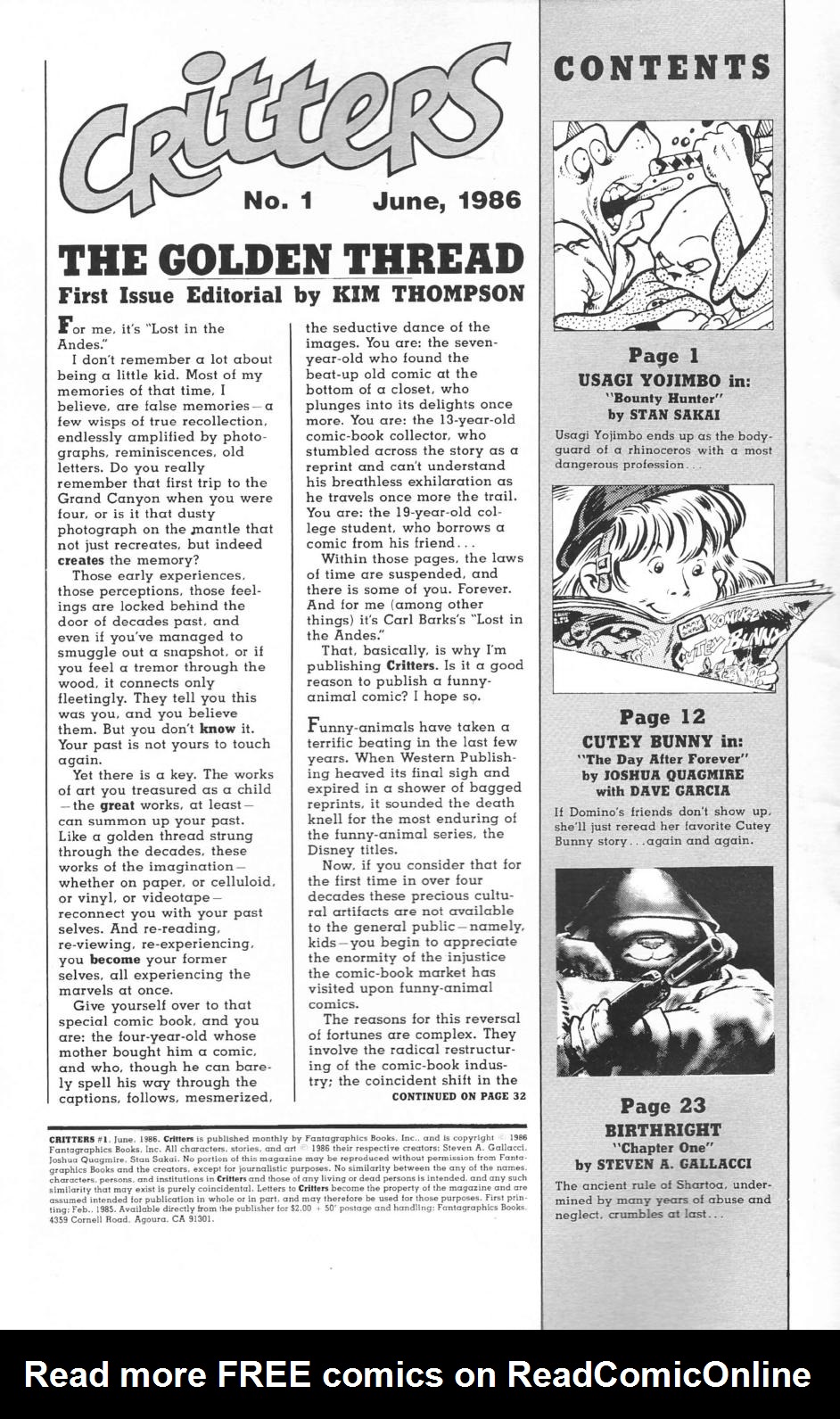 Read online Critters comic -  Issue #1 - 2