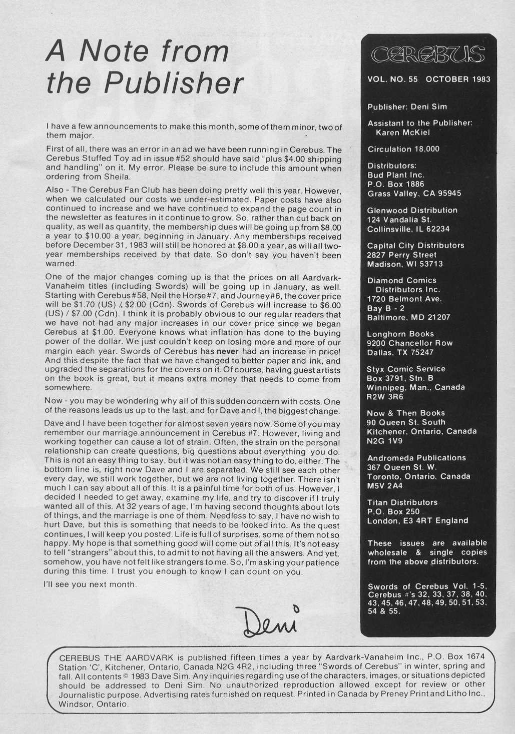 Read online Cerebus comic -  Issue #55 - 2