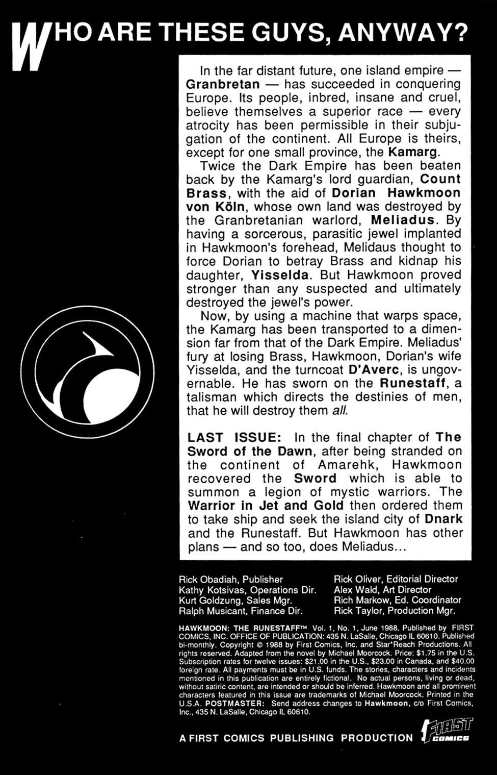 Read online Hawkmoon: The Runestaff comic -  Issue #1 - 2