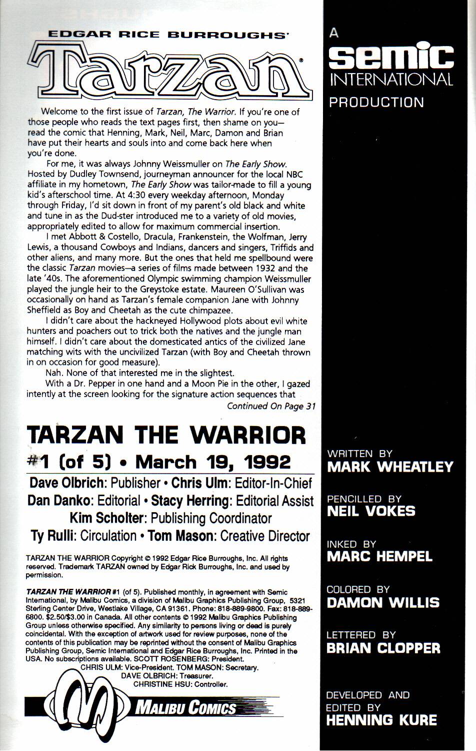 Read online Tarzan the Warrior comic -  Issue #1 - 2