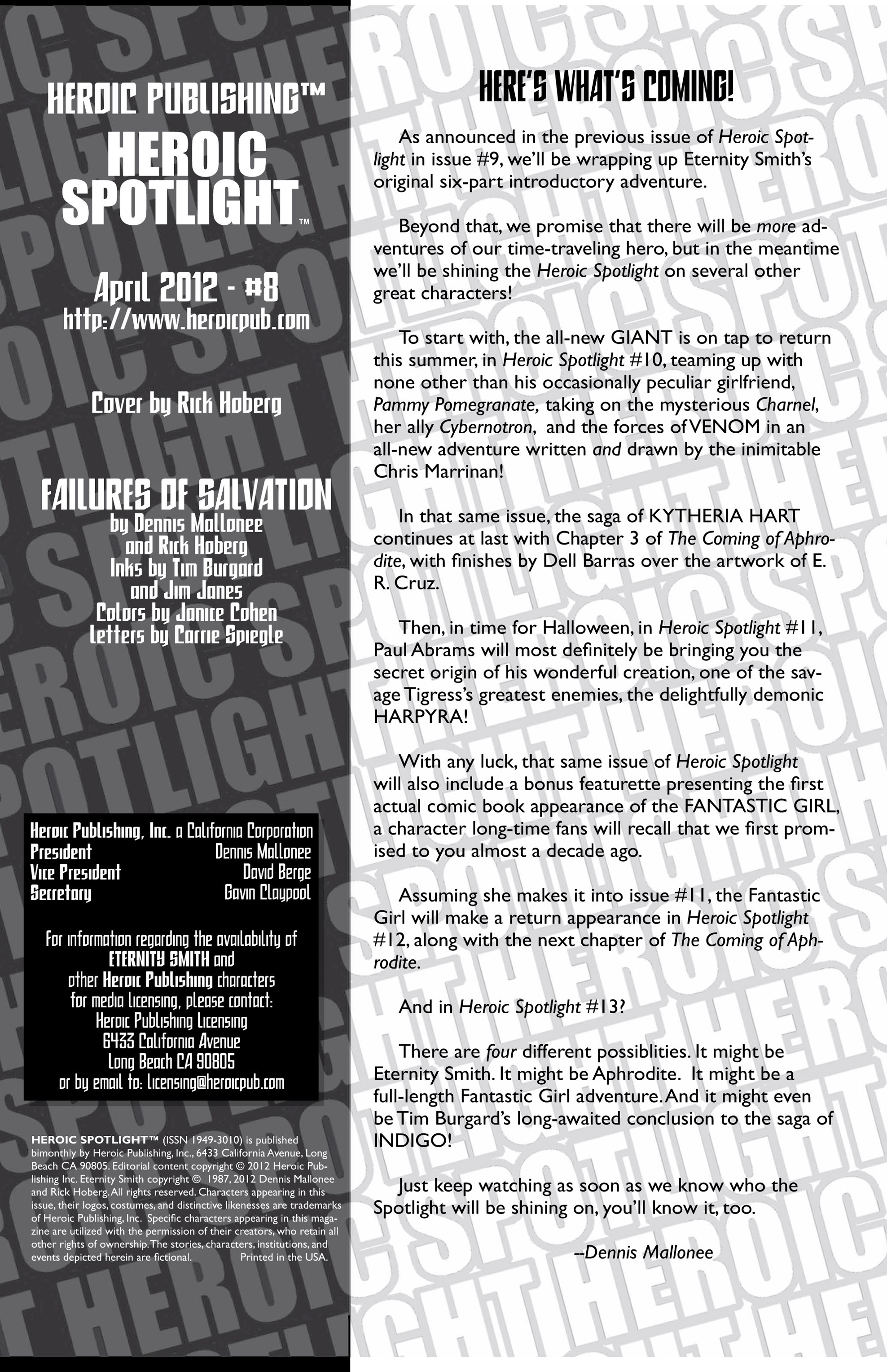 Read online Heroic Spotlight comic -  Issue #8 - 2