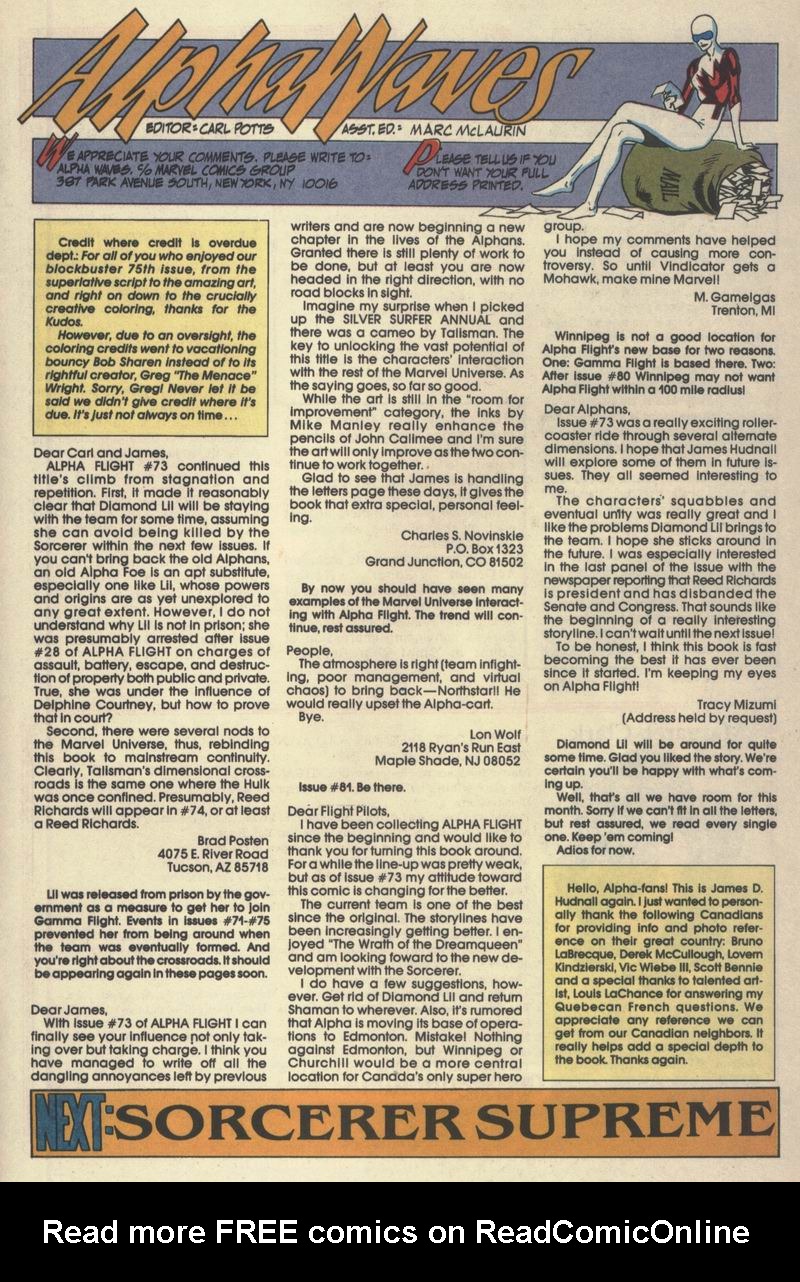Read online Alpha Flight (1983) comic -  Issue #77 - 31