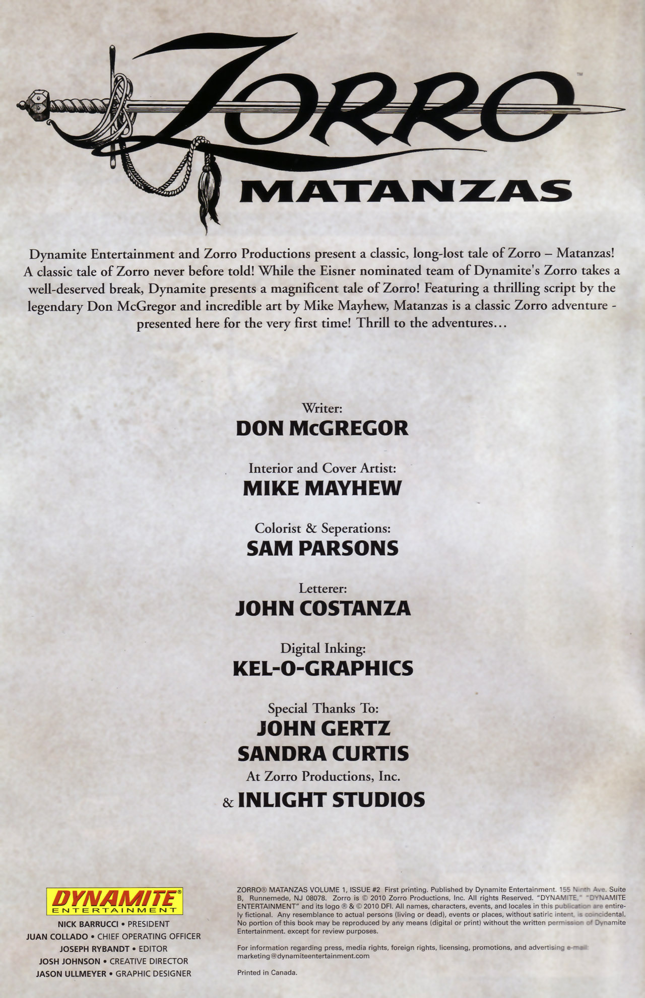 Read online Zorro: Matanzas comic -  Issue #2 - 2