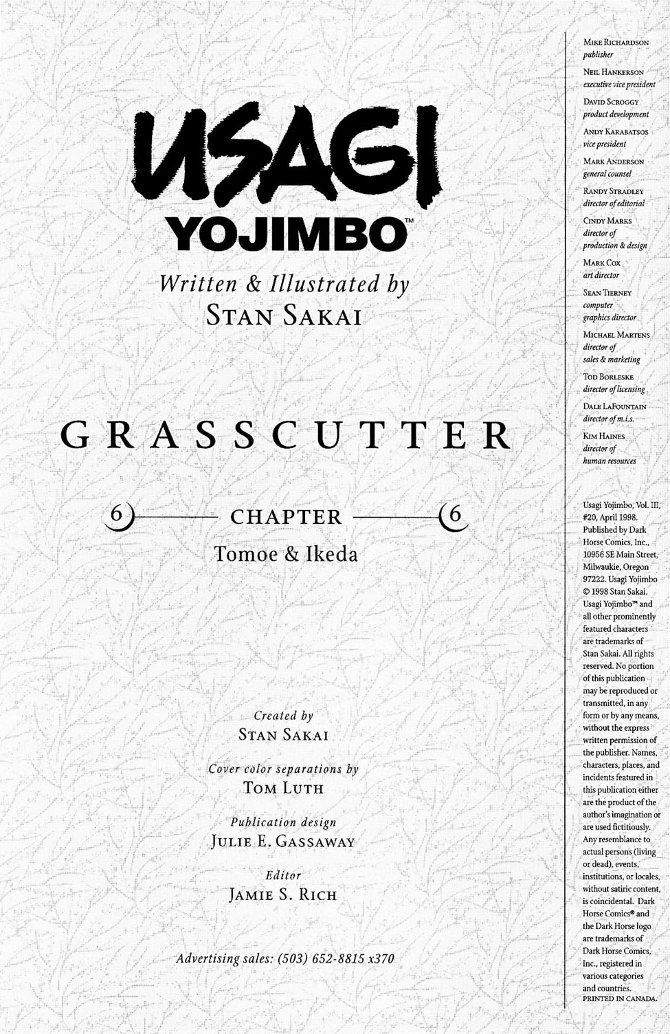 Read online Usagi Yojimbo (1996) comic -  Issue #20 - 2