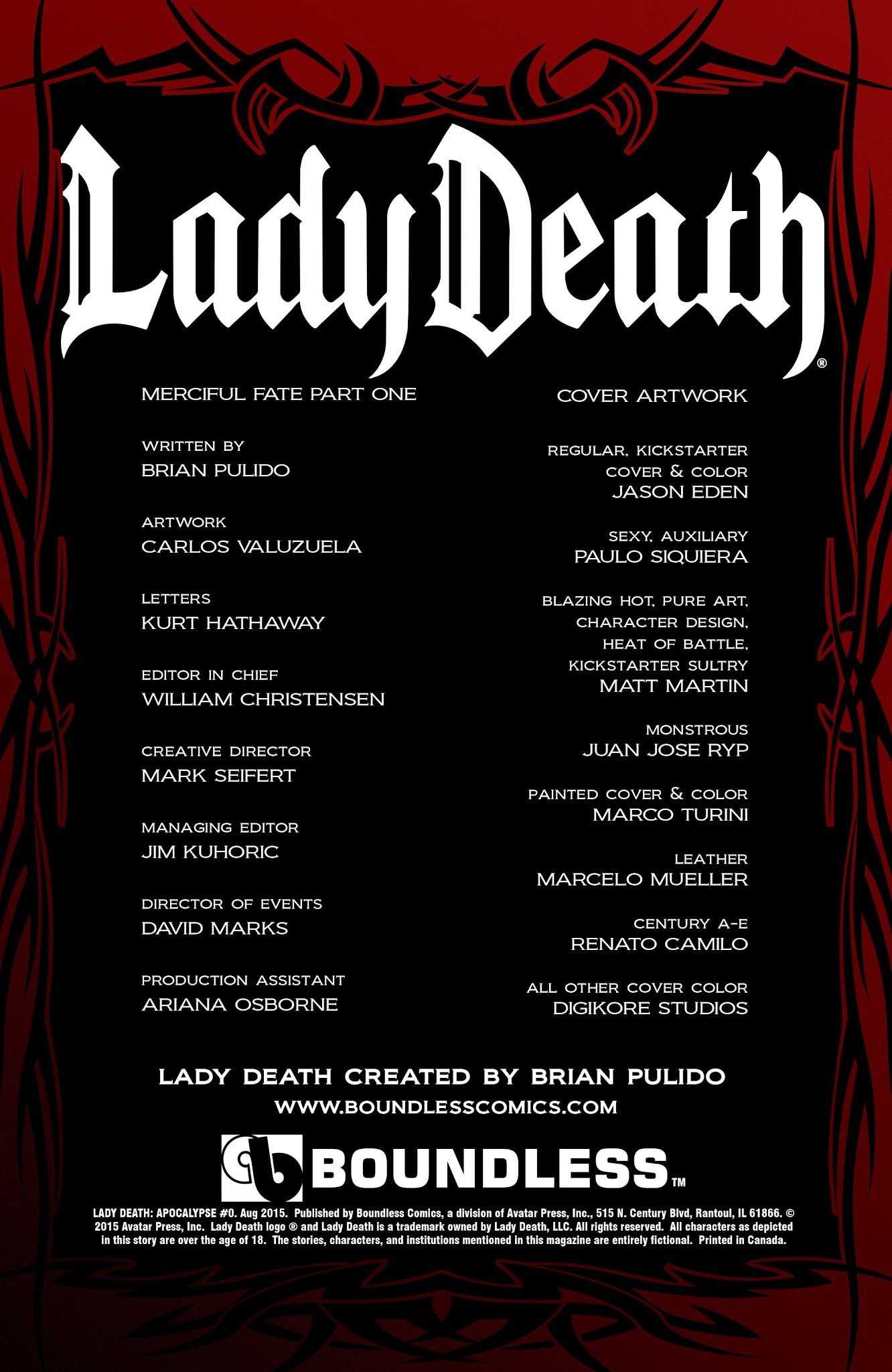 Read online Lady Death: Apocalypse comic -  Issue #0 - 2