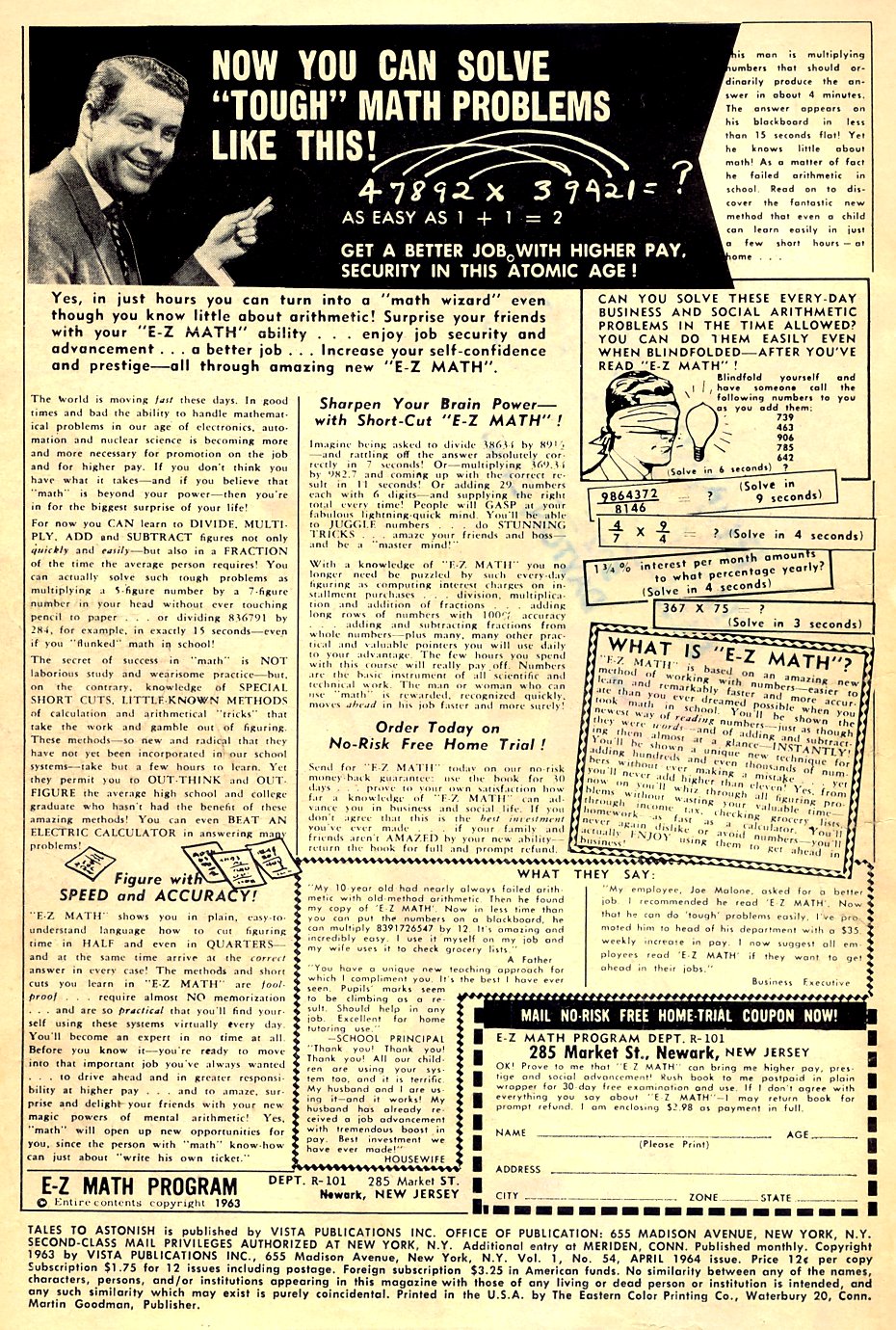 Read online Tales to Astonish (1959) comic -  Issue #54 - 2