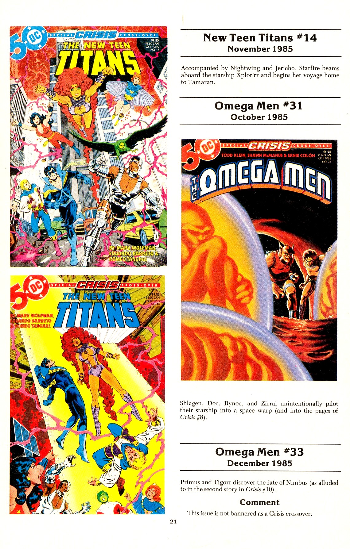 Read online The Official Crisis on Infinite Earths Crossover Index comic -  Issue # Full - 23
