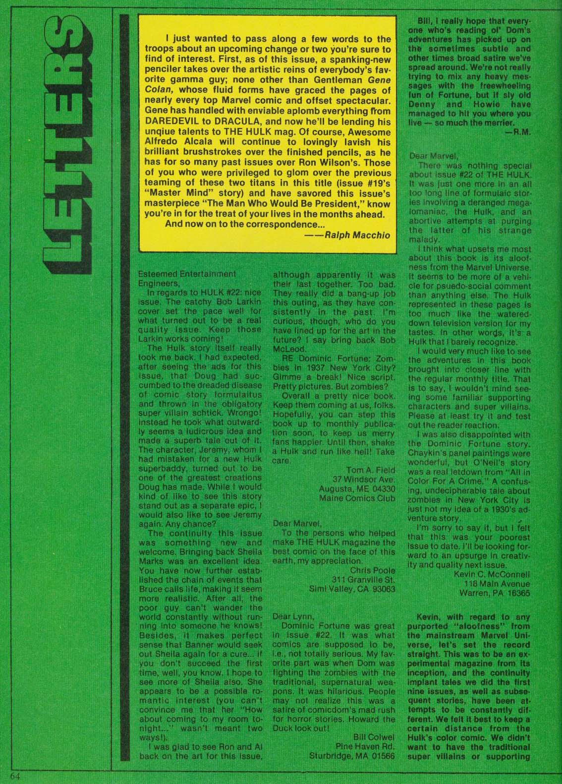 Read online Hulk (1978) comic -  Issue #24 - 64