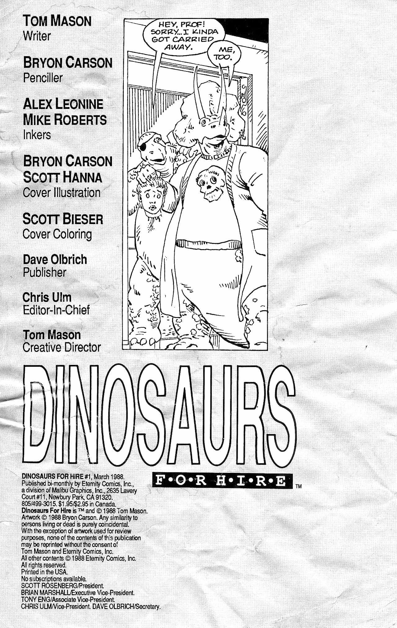 Read online Dinosaurs For Hire (1988) comic -  Issue #1 - 2