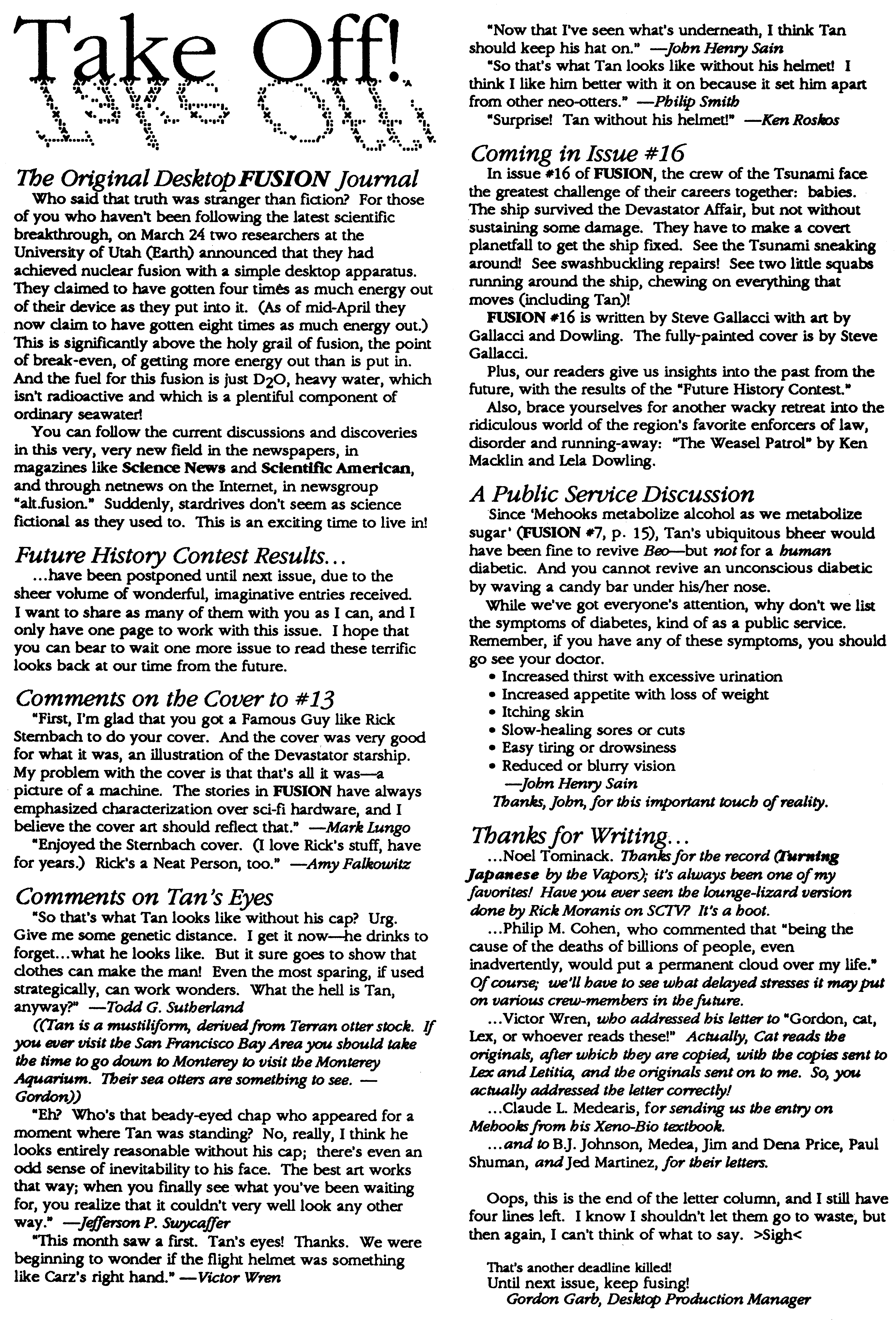 Read online Fusion (1987) comic -  Issue #15 - 21