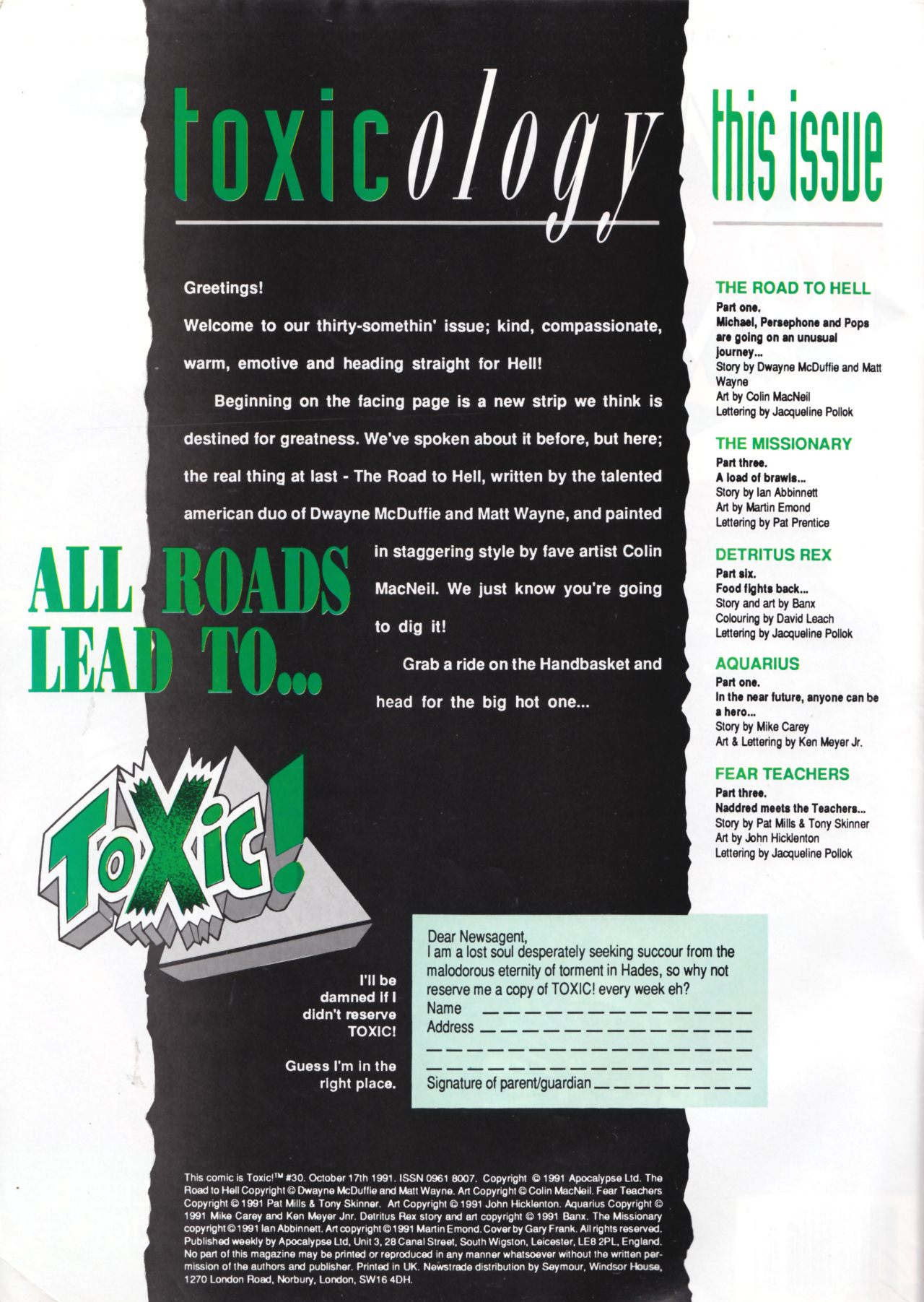 Read online Toxic! comic -  Issue #30 - 2