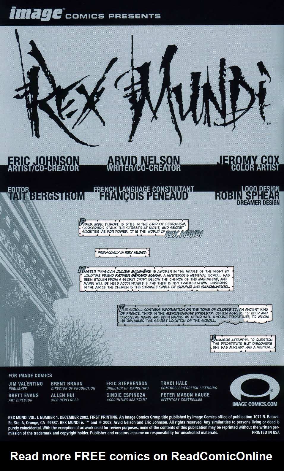 Read online Rex Mundi comic -  Issue #1 - 2