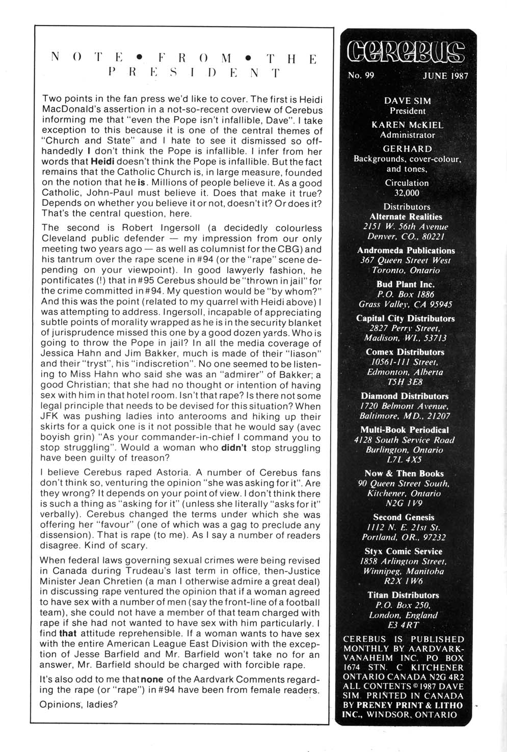 Read online Cerebus comic -  Issue #99 - 2