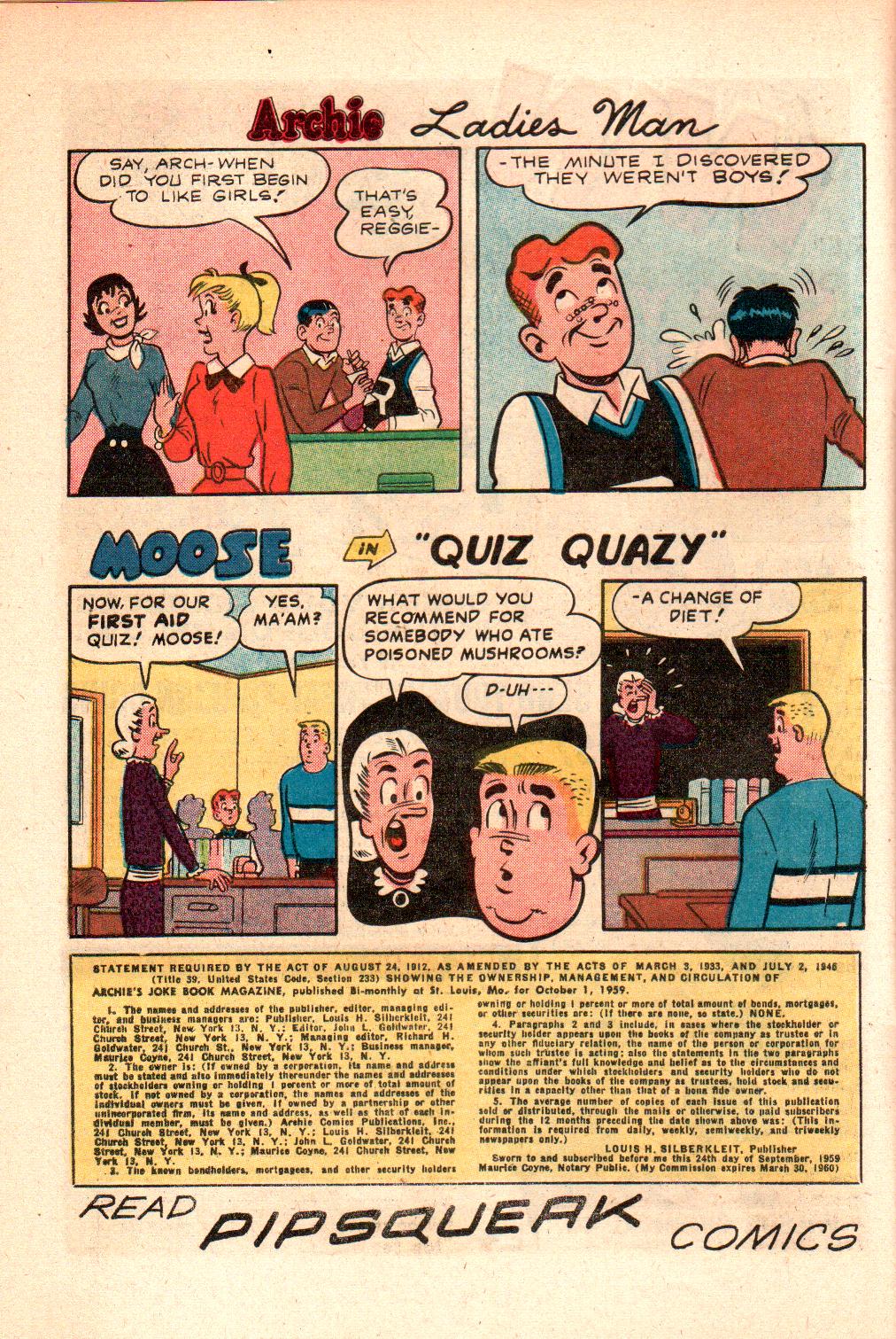 Read online Archie's Joke Book Magazine comic -  Issue #46 - 10