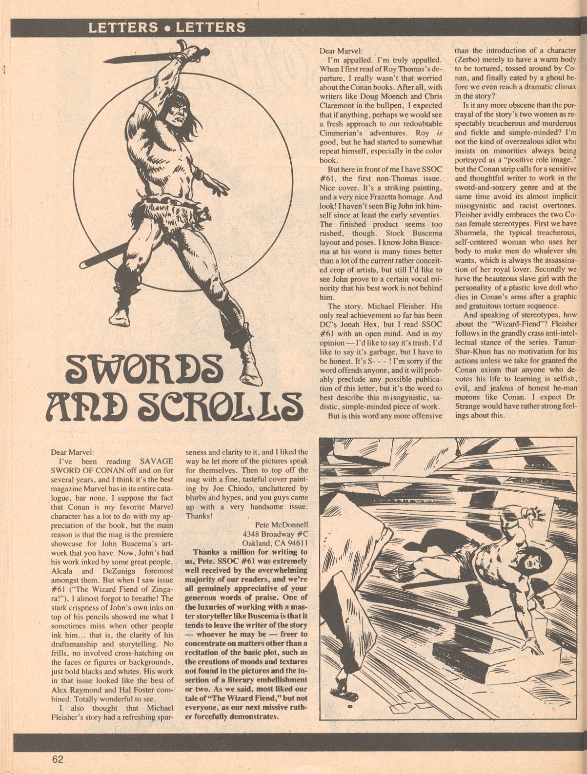 Read online The Savage Sword Of Conan comic -  Issue #63 - 62