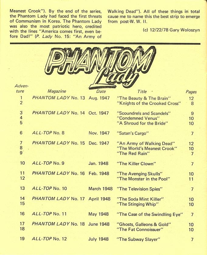 Read online The Fox Features Phantom Lady Comic Book Index comic -  Issue # Full - 29