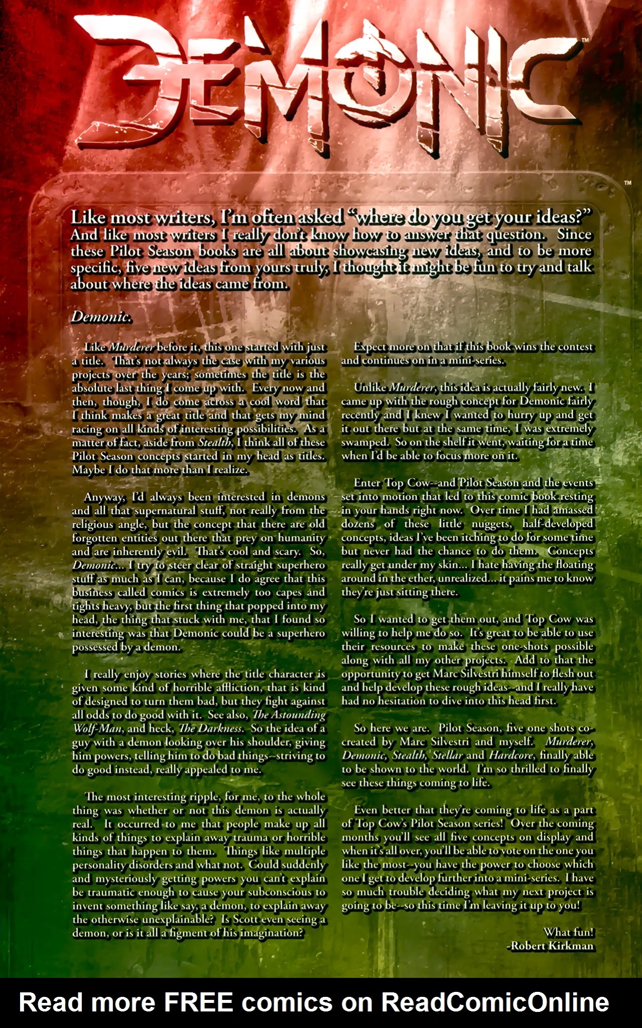 Read online Pilot Season 2009 comic -  Issue # Issue Demonic - 29