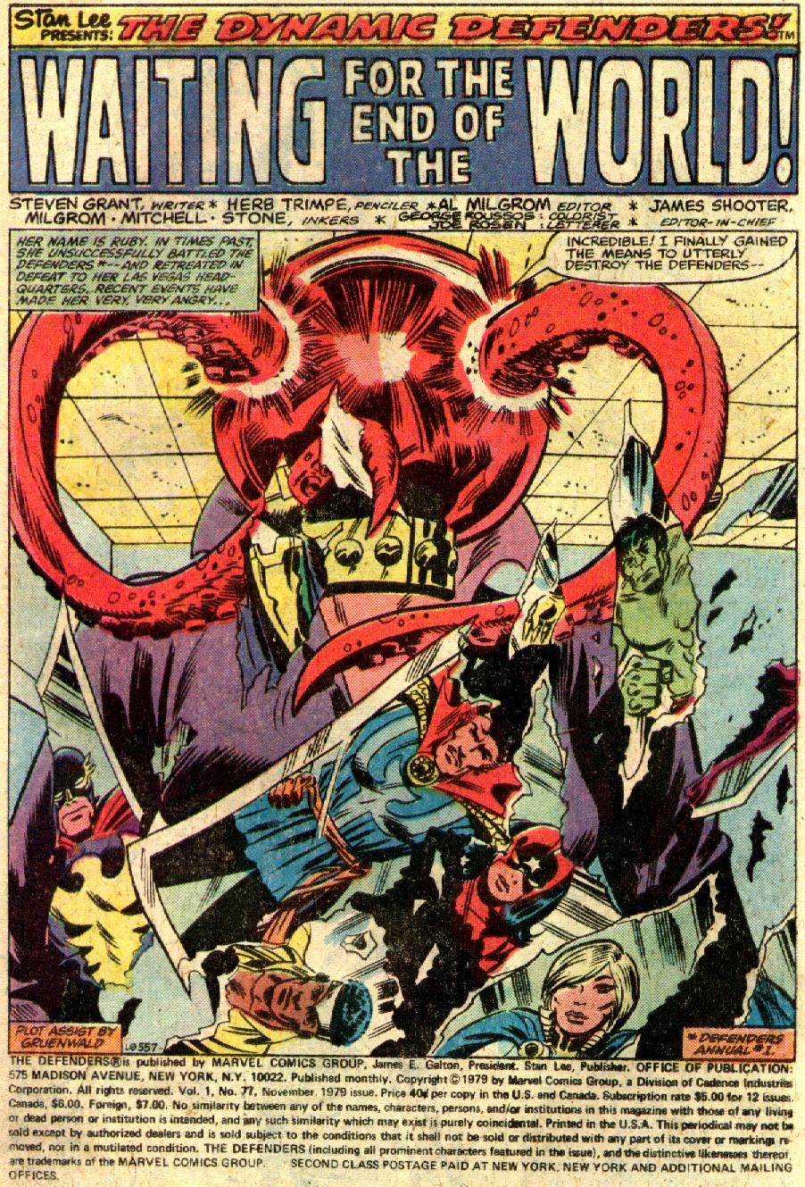 Read online The Defenders (1972) comic -  Issue #77 - 2